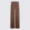 Chloé Garment Dye Organic Cotton Canvas Wide Leg Pants In Brown