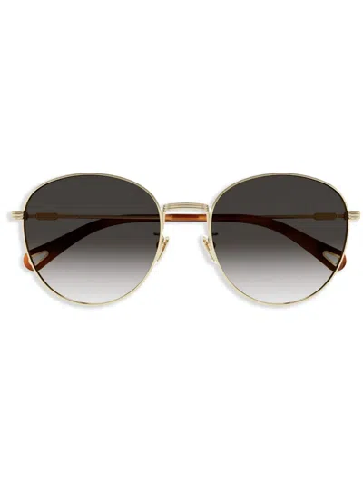 Chloé Pantos-frame Sunglasses In Gold