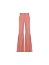 Chloé Cotton High Waist Flared Trousers With Back Pockets In Pink