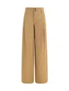 Chloé Cotton Canvas Wide Pants In Brown