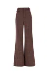 Chloé Wool Check High-rise Flared Pants In Brown