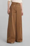 Chloé High-rise Wide-leg Pants In Cotton Canvas In Brown