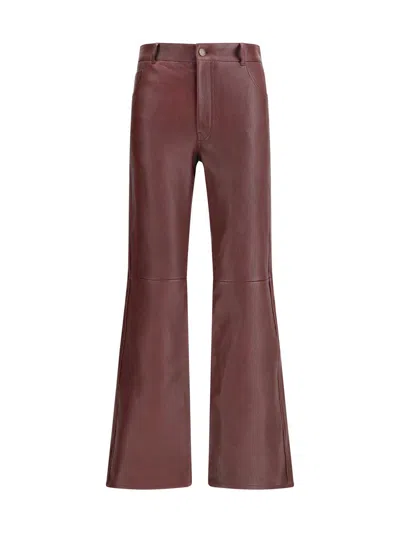 Chloé Flared Lambskin Leather Trousers In Burgundy
