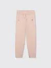 Chloé Beige Trousers For Girl With Logo In Pink