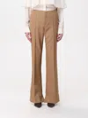 Chloé Broken-heel Low-rise Wool Pants In Braun
