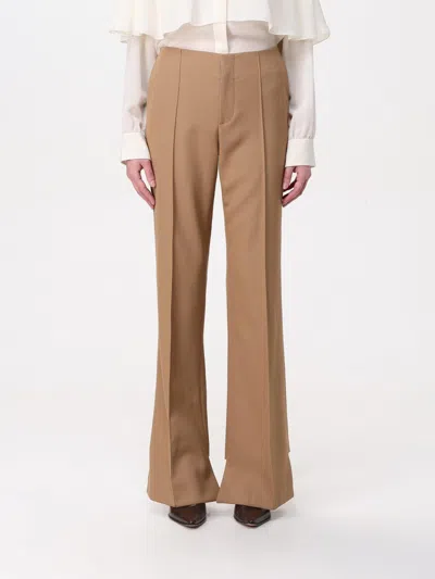 CHLOÉ PANTS CHLOÉ WOMAN COLOR BROWN,F86873032
