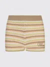 Chloé Embroidered Striped Crocheted Cotton Shorts In Multi