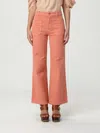 Chloé Cotton High Waist Flared Trousers With Back Pockets In Red