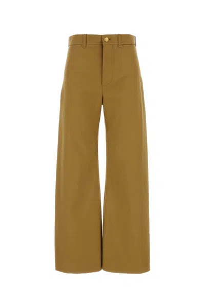 Chloé Cotton Drill Cropped Wide-leg Trousers In Beige