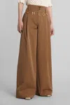 Chloé High-rise And Wide-leg Cotton Canvas Trousers Clothing In Brown