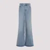 Chloé Belted Flared Wide-leg Cotton Trousers In N Iced Blue