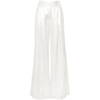 Chloé Wide-leg Silk Trousers In Silver