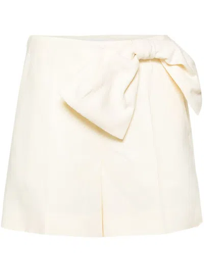 Chloé Short Taille Haute À Naud Femme Blanc Taille 36 100% Lin In White