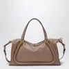 Chloé Paraty 24 Bag In Shiny Deep Beige Leather In Beige