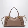 Chloé Paraty 24 Bag In Shiny Deep Beige Leather In Beige