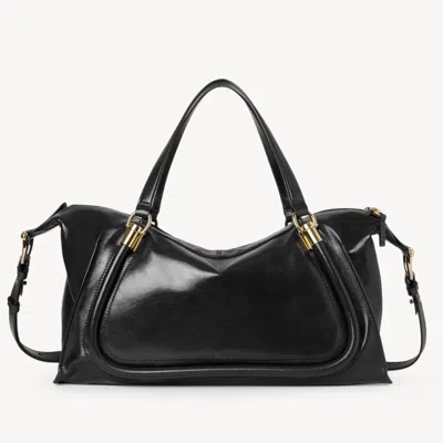 CHLOÉ PARATY 24 BAG IN SHINY LEATHER BLACK SIZE ONESIZE 100% CALF-SKIN LEATHER