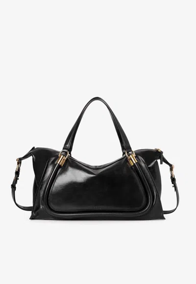 Chloé Sac Paraty 24 En Cuir Brillant Femme Noir Taille Onesize 100% Cuir De Veau In Black