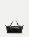 Chloé Paraty 24 Large Shoulder Bag In Shiny Calfskin In Black