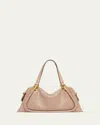 Chloé Paraty 24 Large Bag In Shiny Calfskin In Deep Beige