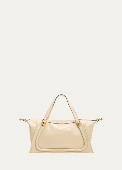 Chloé Paraty 24 Large Bag In Shiny Calfskin In Sweet Beige