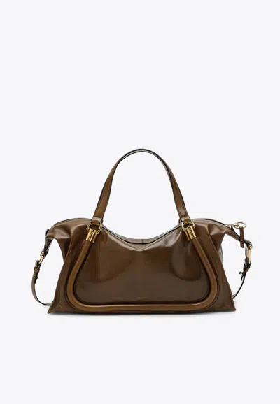 Chloé Paraty 24 Leather Top Handle Bag In Brown
