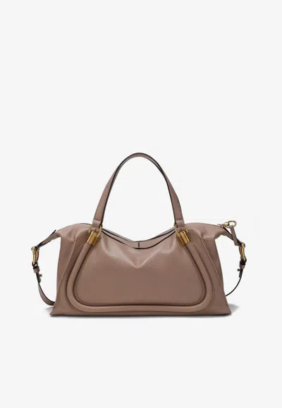 Chloé Paraty 24 Leather Tote Bag In Beige