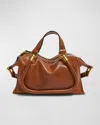 Chloé Paraty 24 Zip Shoulder Bag In Calfskin Leather In Clay Brown
