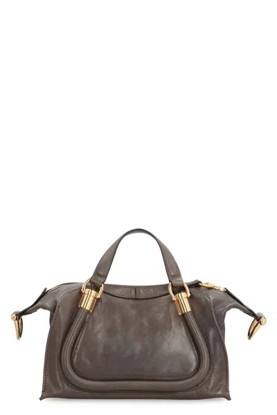 Chloé Paraty 24 Piccola Leather Shoulder Bag In Gray