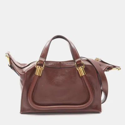 Pre-owned Chloé Paraty 24 Small Back Handbag Leather Brown