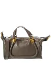 Chloé Paraty 24 Small Leather Tote Bag In Grey