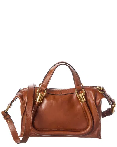 Chloé Paraty 24 Small Leather Shoulder Bag In Brown