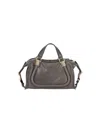 Chloé Paraty Leather Shoulder Bag With Structured Shape In Gray