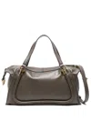Chloé Paraty 24 Large Bag In Shiny Calfskin In Grey
