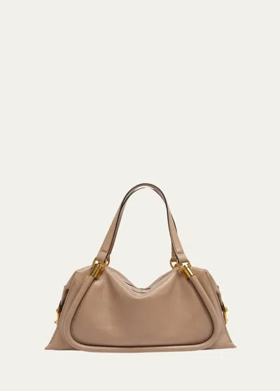 Chloé Paraty 24 Zip Shoulder Bag In Calfskin Leather In Woodrose