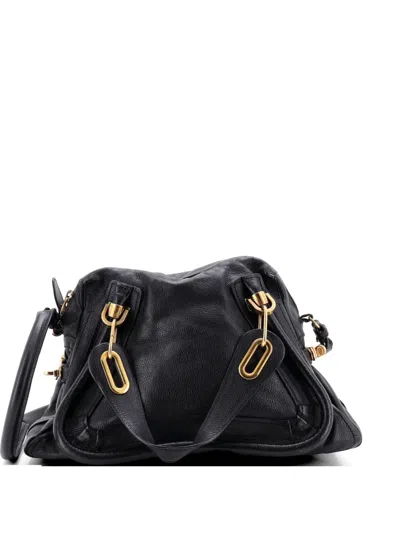 Pre-owned Chloé Paraty Handbag Quilted Leather Medium Shoulder Bag In Black