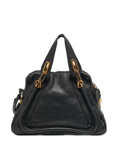 Pre-owned Chloé Paraty Leather Medium Shoulder Bag In Black