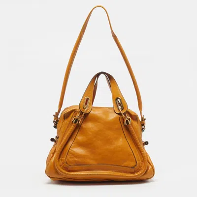 Pre-owned Chloé Paraty Medium Tan Leather Satchel In Brown