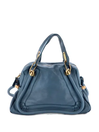 Pre-owned Chloé Paraty Top Handle Bag Leather Medium Satchel In Blue