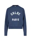 Chloé Paris Crew Neck Sweatshirt In Blue