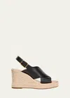 Chloé Party Leather Wedge Espadrille Sandals In Black