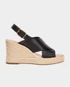 Chloé Party Leather Wedge Espadrille Sandals In Black