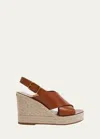 Chloé Pary Leather Espadrille Wedge Slingback Sandals In Ginger Brown