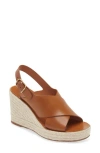 Chloé Pary Leather Espadrille Wedge Slingback Sandals In Ginger Brown
