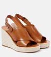 Chloé Pary Leather Espadrille Wedge Slingback Sandals In Brown