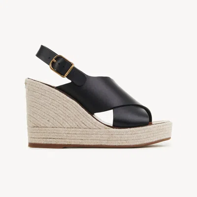 Chloé Espadrilles Compensées Pary Femme Noir Taille 35 100% Cuir De Veau In Black