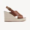 Chloé Pary Leather Espadrille Wedge Slingback Sandals In Brown