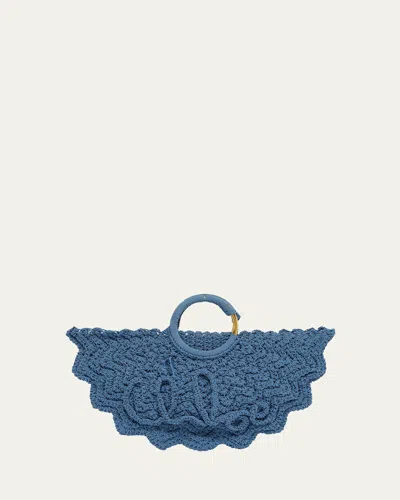 Chloé Passementerie Crochet Top-handle Bag In Fabric In Moonlight Blue
