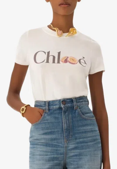Chloé Passion Fruit Print Baby Fit Cotton Jersey T-shirt In White