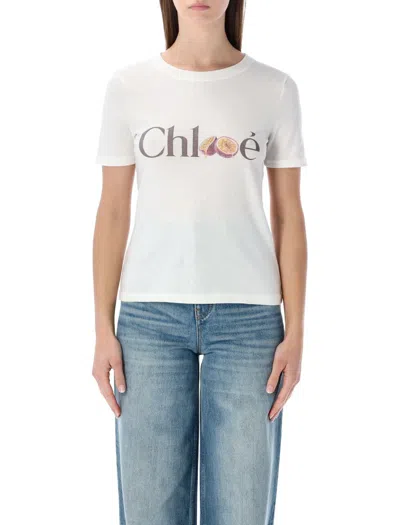 Chloé Logo Cotton Jersey T-shirt In White