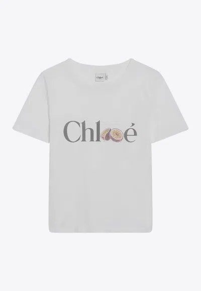 Chloé Passion Fruit Print Baby Fit Cotton Jersey T-shirt In White